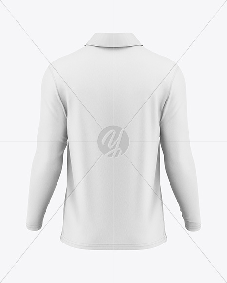 Men's Long Sleeve Polo Shirt Mockup - Back View