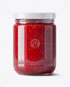 Clear Glass Jar with Raspberry Jam Mockup