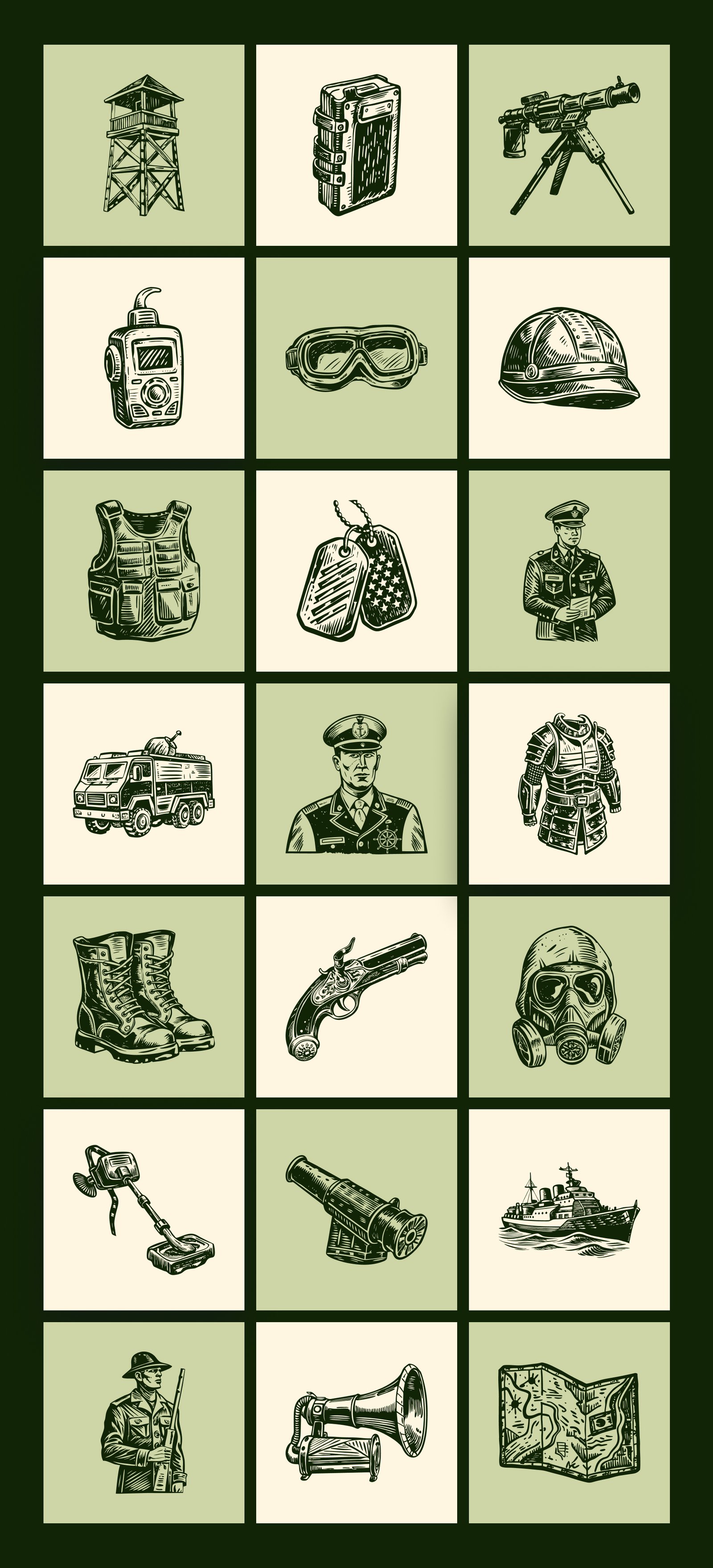 Vintage Military Art Set
