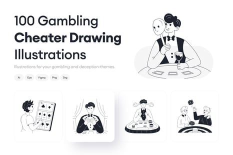 Gambling Cheater Drawing Illustrations - Illustrations