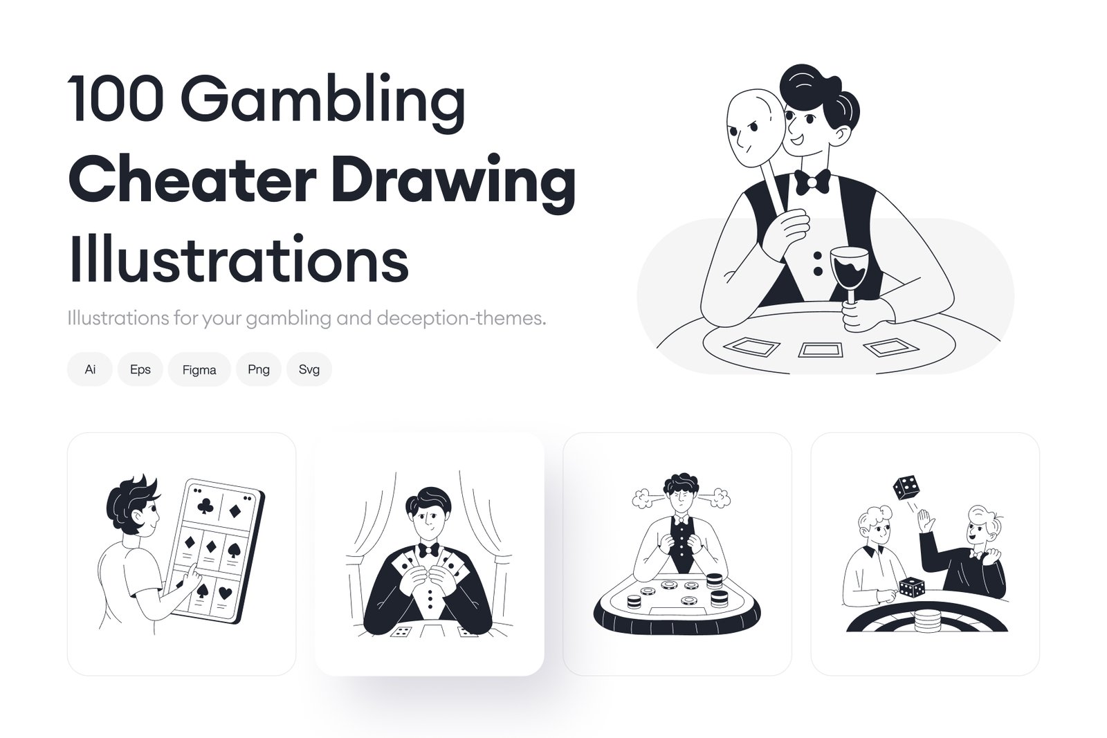 Gambling Cheater Drawing Illustrations