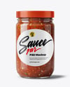 Clear Glass Jar with Salsa Sauce Mockup