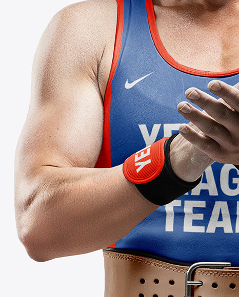 Woman Wearing Weightlifing Suit with Singlet Mockup