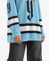 Woman Wearing Ice Hockey Jersey Mockup