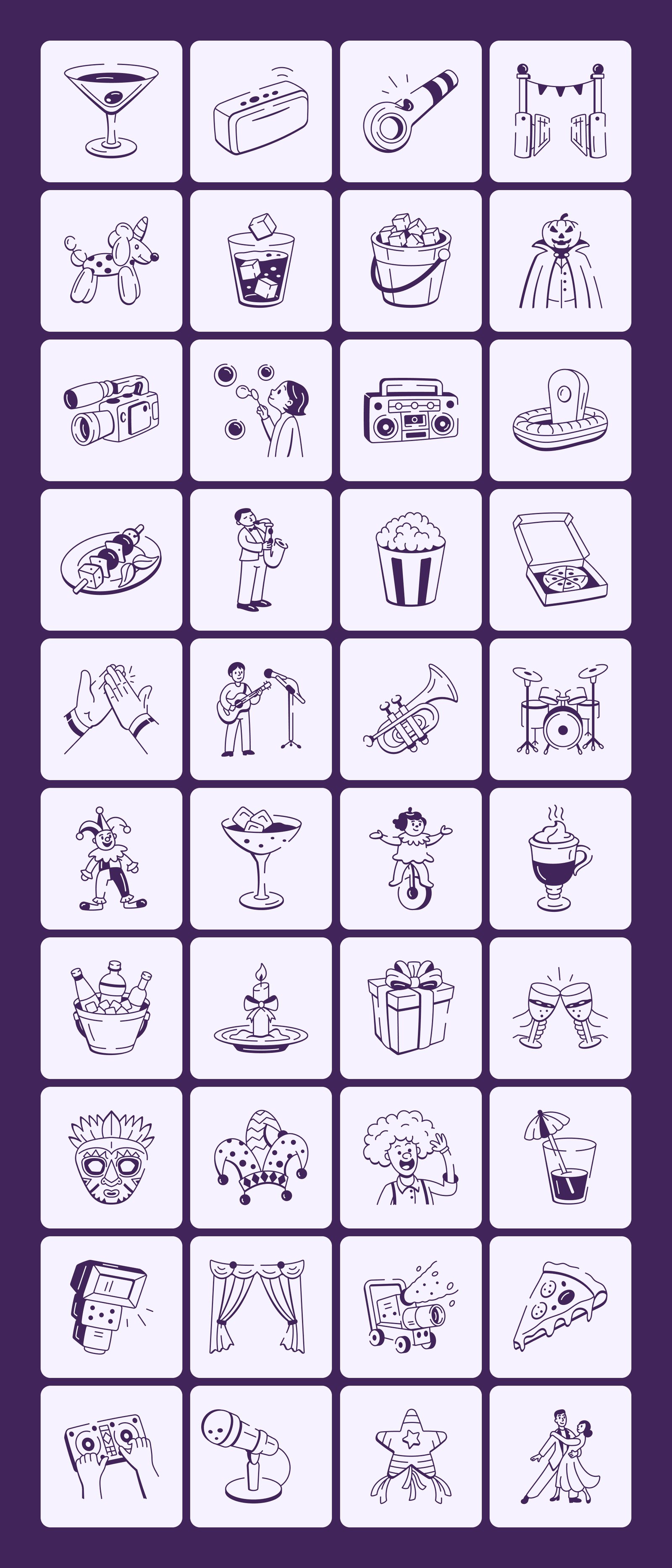 Party and Firework Doodle Set