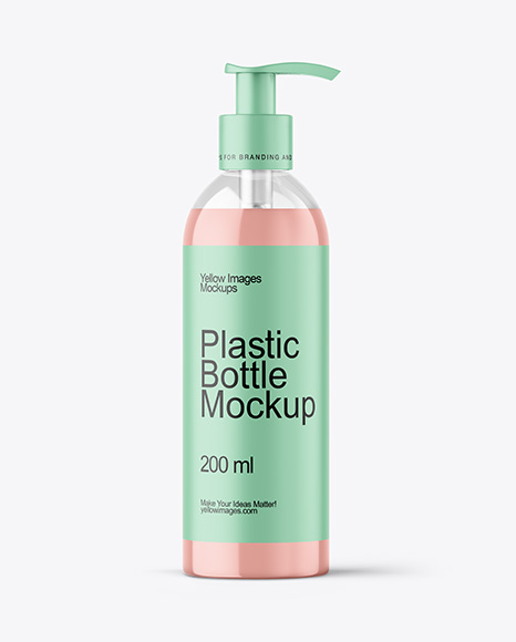 Clear Cosmetic Bottle with Pump Mockup