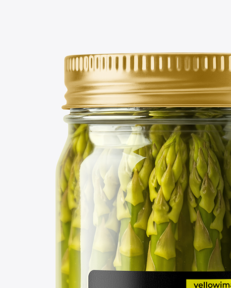 Glass Jar with Pickled Asparagus Mockup