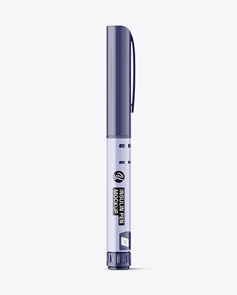 Glossy Insulin Pen with Box Mockup
