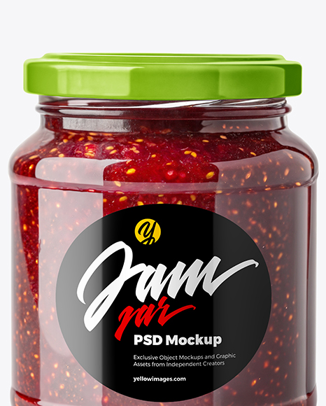 Glass Jar with Raspberry Jam Mockup