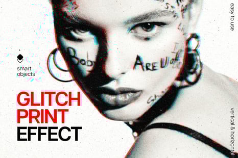 Glitch Print Photo Effect - Vhs style