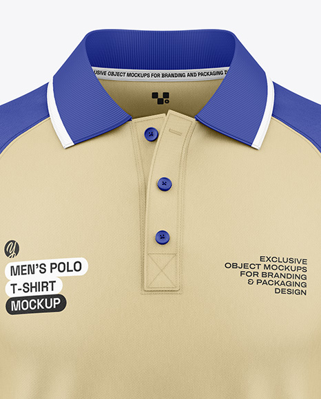 Men's Raglan Polo Shirt Mockup - Front View