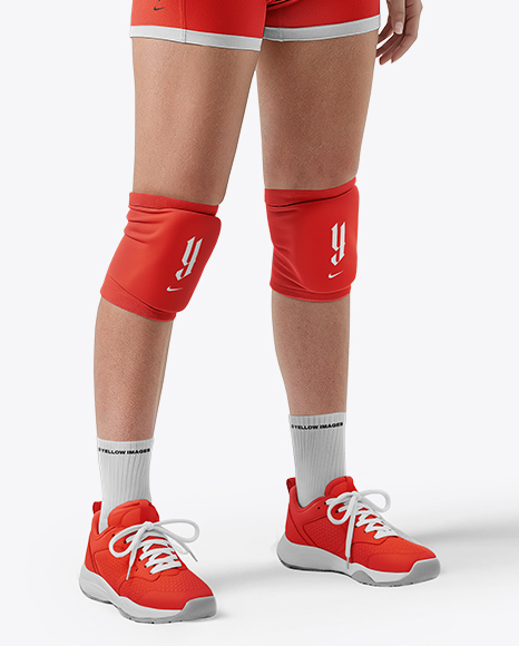 A Woman Wearing a Full Volleyball Kit with Ball Mockup