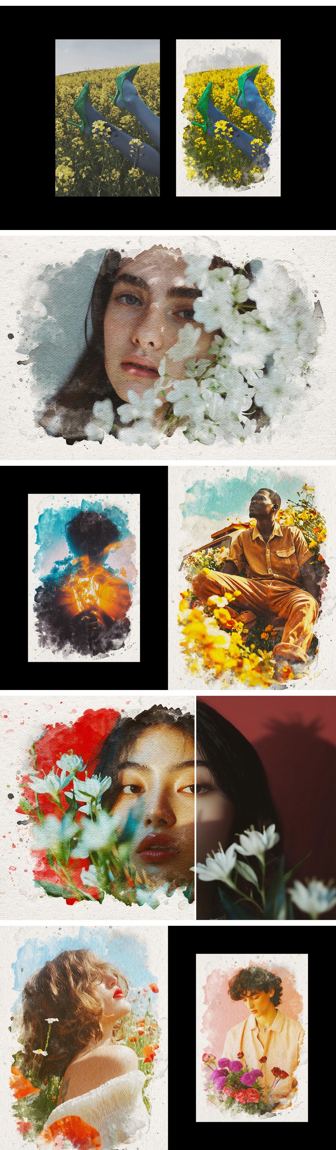 Watercolor Collage Photo Effect