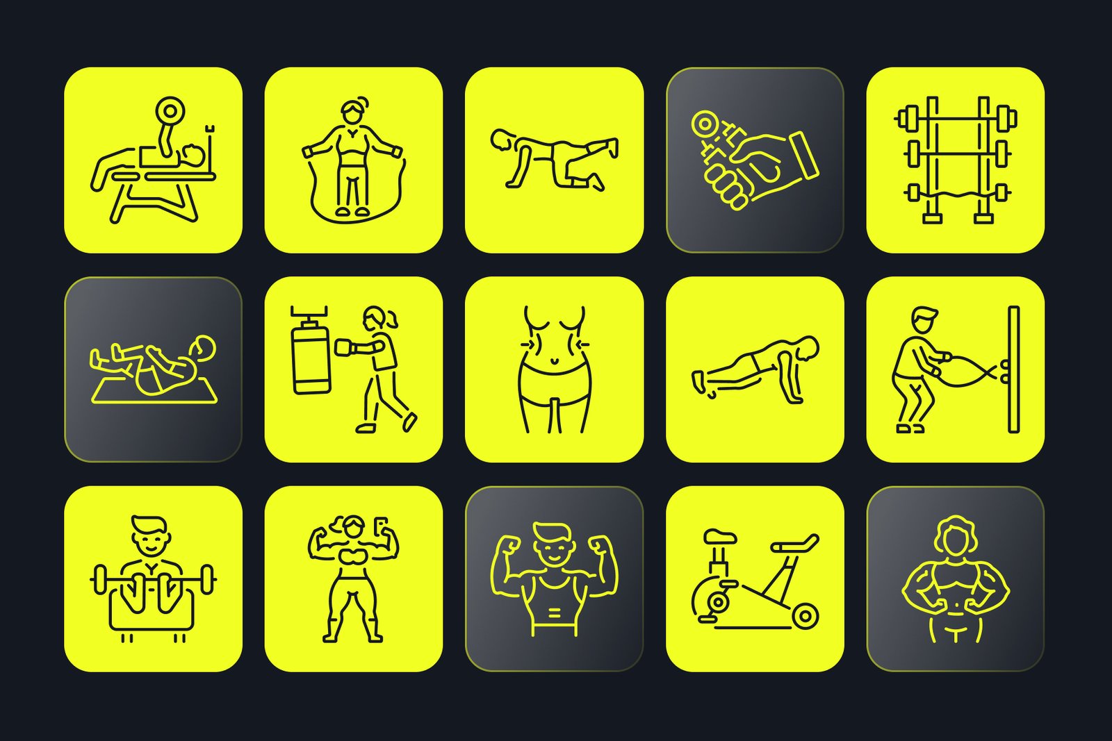 Workout and Gym Icon Set