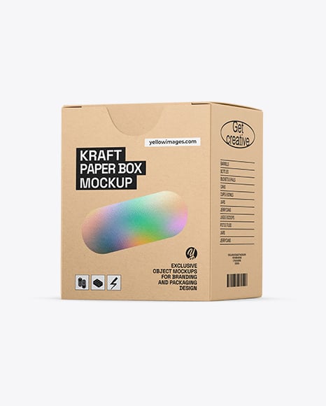 Kraft Paper Box Mockup – Half Side View - Cylindrical box mockup
