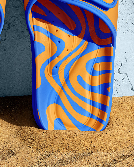 Slide Sandals Next to The Wall Mockup