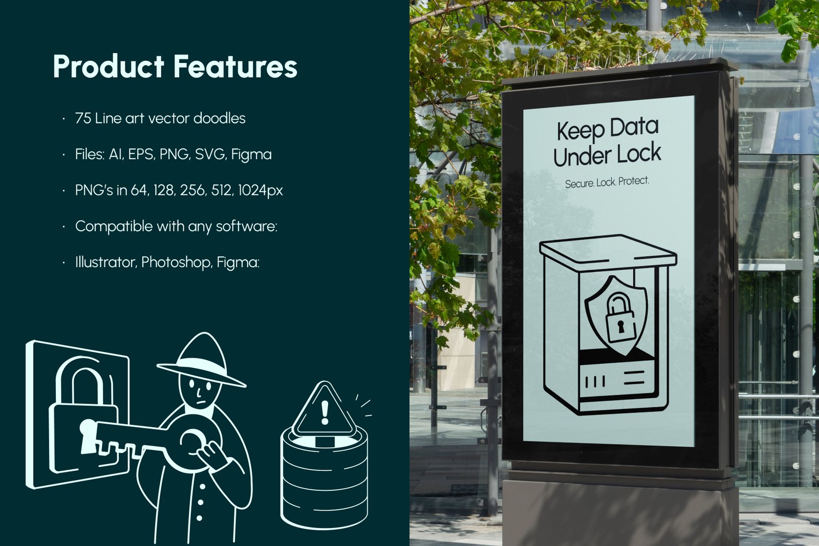 Cyber Security Doodle Icon Set