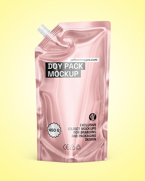 Glossy Metallic Doy Pack Mockup