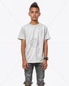 Boy Wearing T-shirt and Ripped Jeans Mockup
