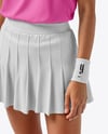 Young Woman Wearing Polo Shirt and Tennis Skirt Mockup