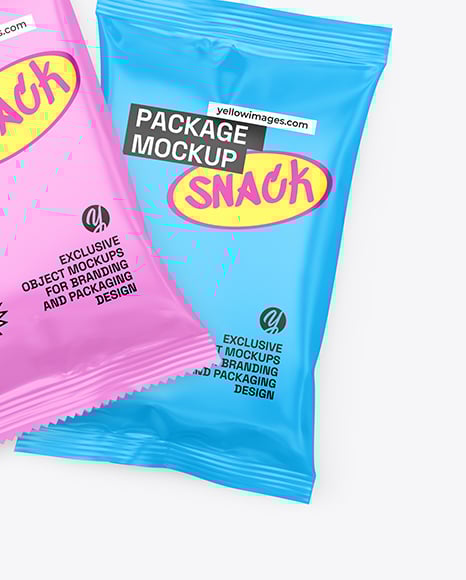 Two Matte Snack Packages Mockup