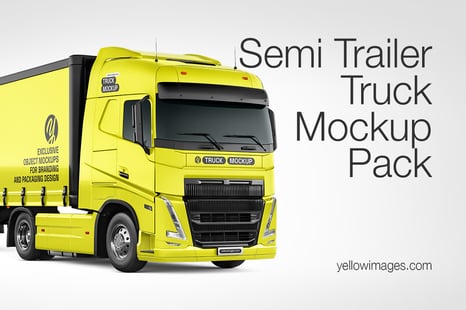 Semi Trailer Truck Mockup - Pack - Handpicked Sets of Vehicles