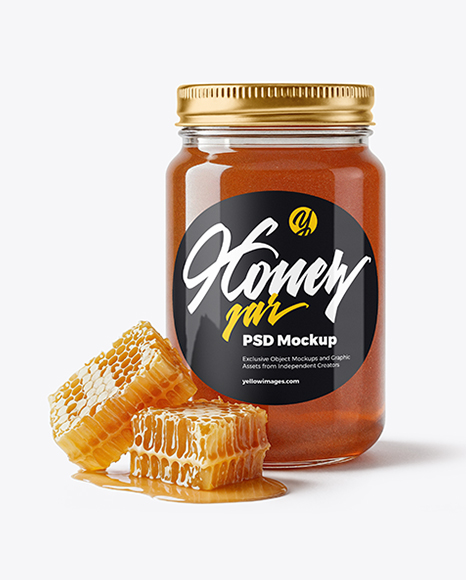 Glass Jar with Sage Honey Mockup