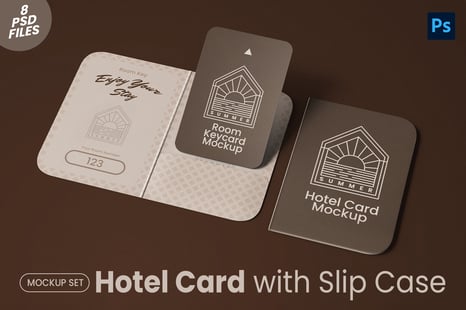 Hotel Room Key Card PSD Mockup Set