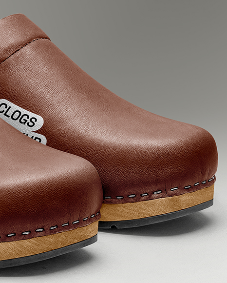 Pair of Leather Clogs Mockup