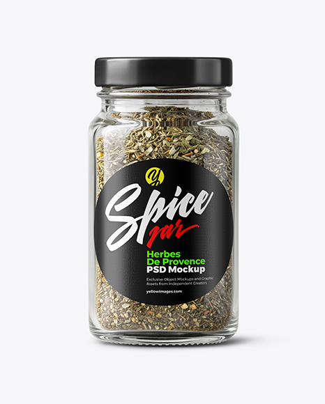 Glass Jar with Herbes de Provence Mockup