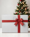 Gift Box with Christmas Tree on Background Mockup