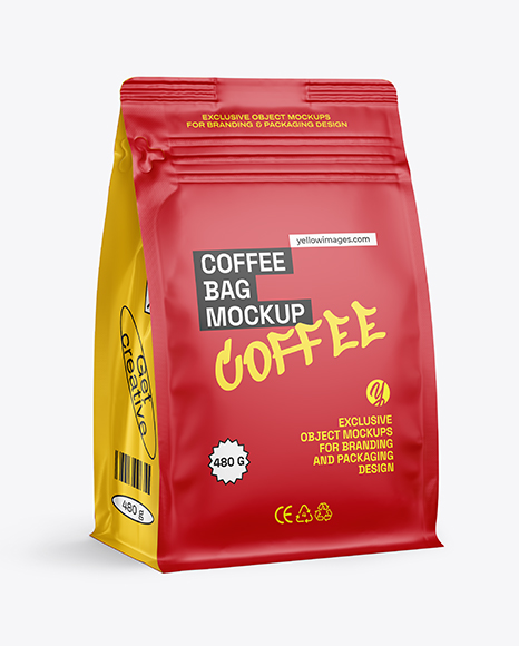 Matte Coffee Bag Mockup - Half Side view