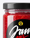 Clear Glass Jar with Raspberry Jam Mockup