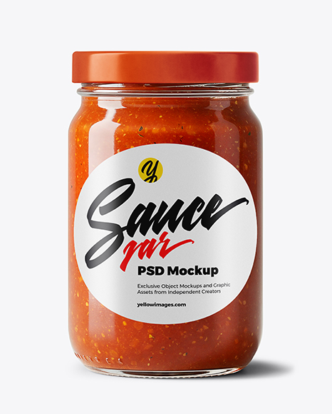 Glass Jar with Marinara Sauce Mockup - Tomato paste mockup