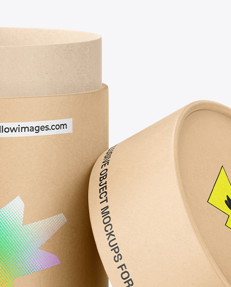 Opened Kraft Paper Tube Mockup – High-Angle Shot