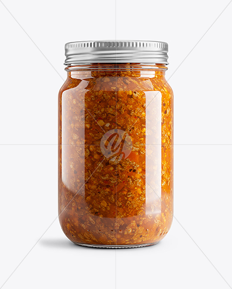 Clear Glass Jar with Meat Ragu Mockup