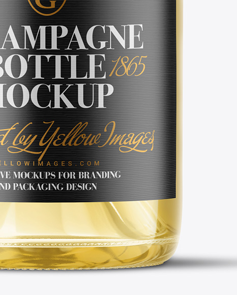 Clear Glass White Champagne Bottle Mockup