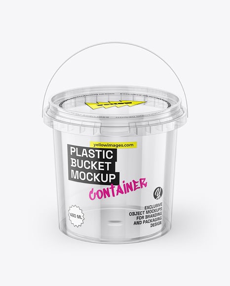 Clear Plastic Bucket with Handle Mockup - Premium PSD Mockups