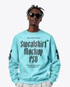 Black Man with Dreadlocks Wearing Sweatshirt and Shorts Mockup