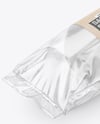 Clear Plastic Flow-Pack with Sandwich in Kraft Paper Sleeve Mockup