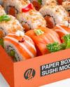 Opened Kraft Paper Box with Sushi Mockup
