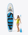 Woman Wearing Swimsuit with SUP Board Mockup