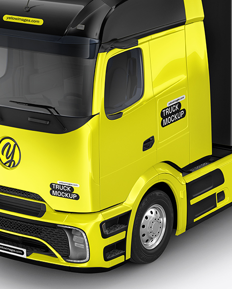 Semi Trailer Truck Mockup - Half Side View