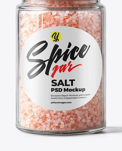 Clear Glass Jar with Pink Salt Mockup