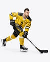 Man Wearing Full Ice Hockey Kit Mockup