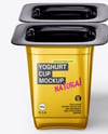 4 Metallized Plastic Yoghurt Cups Mockup