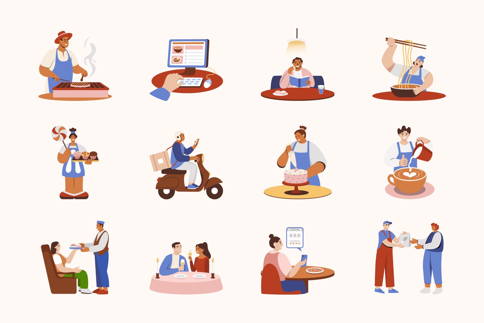 Food and Delivery Illustration
