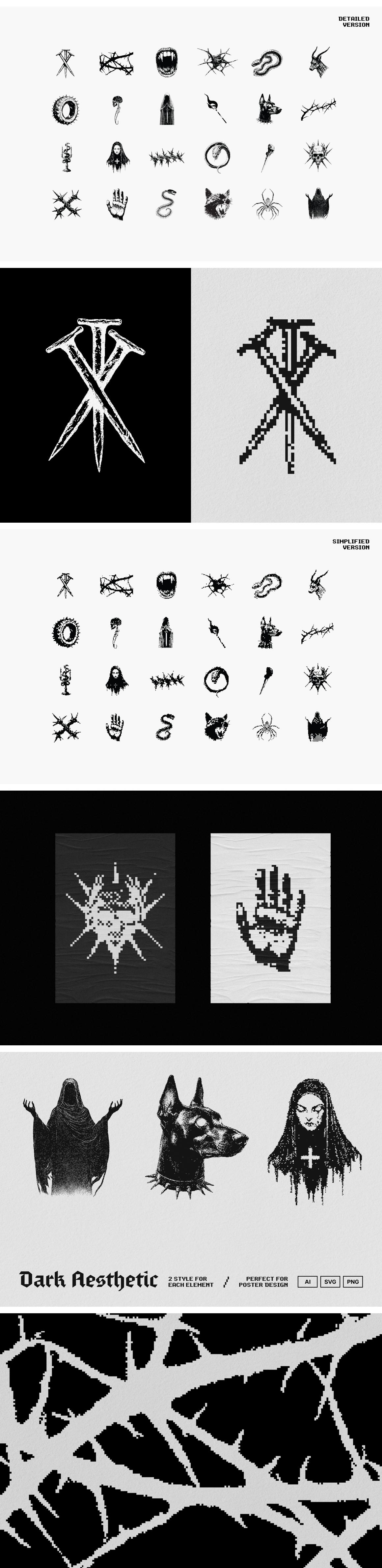 Dark Aesthetic Dithering Graphic Pack Vol.1