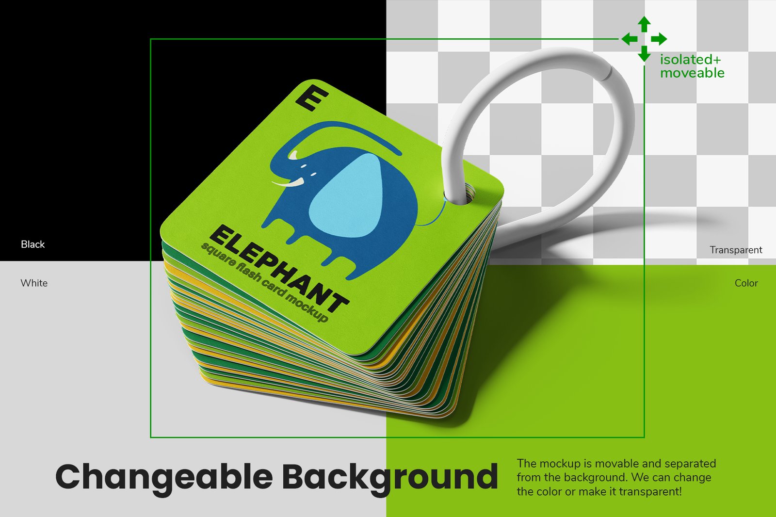 Square Children Flash Card Mockup Set