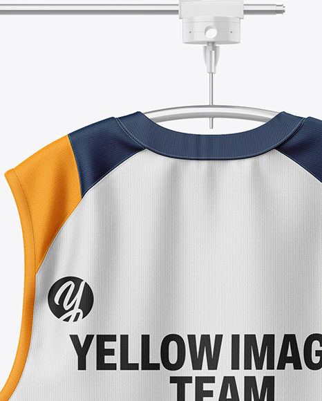 Training Sleeveless Jerseys Hanging in a Studio Mockup
